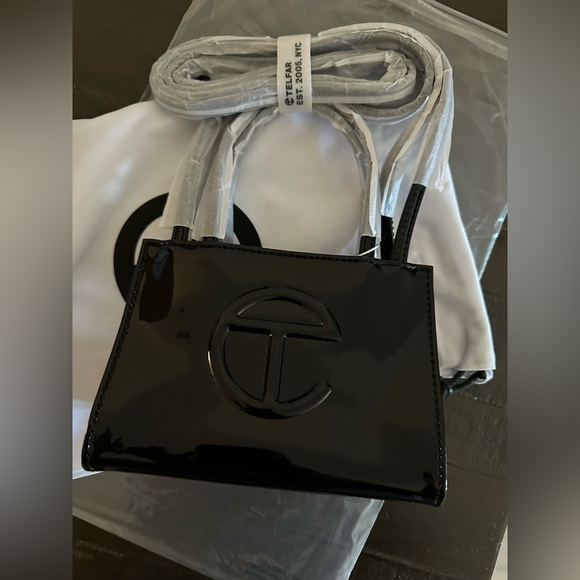 Telfar Black Patent Small Shopping Bag - Picture 2 of 6
